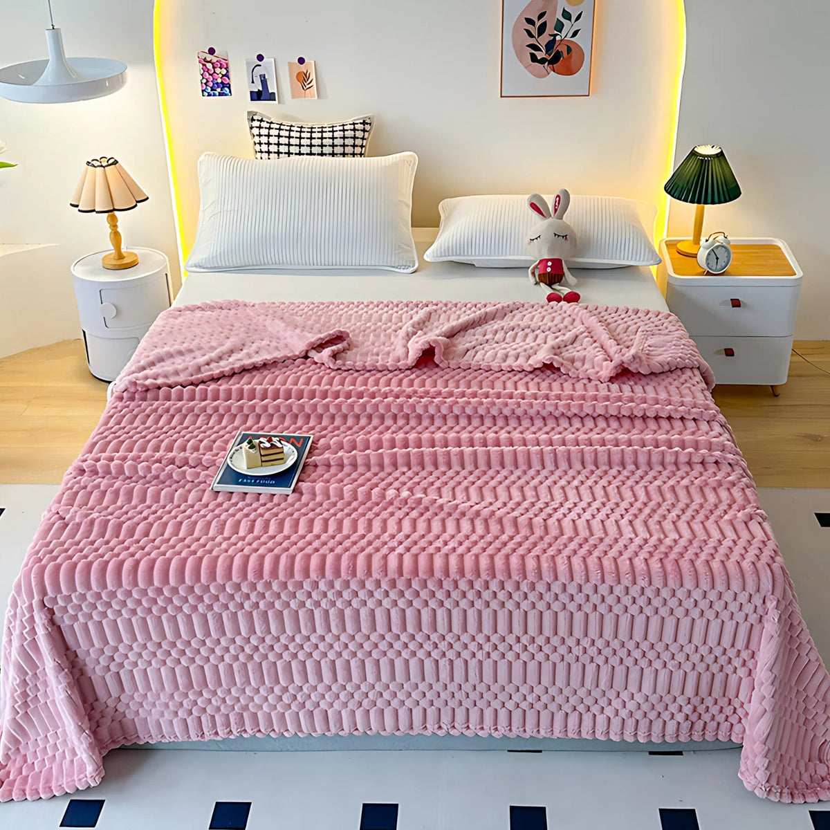 Gevoerd Fleeceplaid met Reliëfpatroon – Microvezel Deken voor Bank & Bed – Zachte Decoratieve Woonplaid | Sulvida