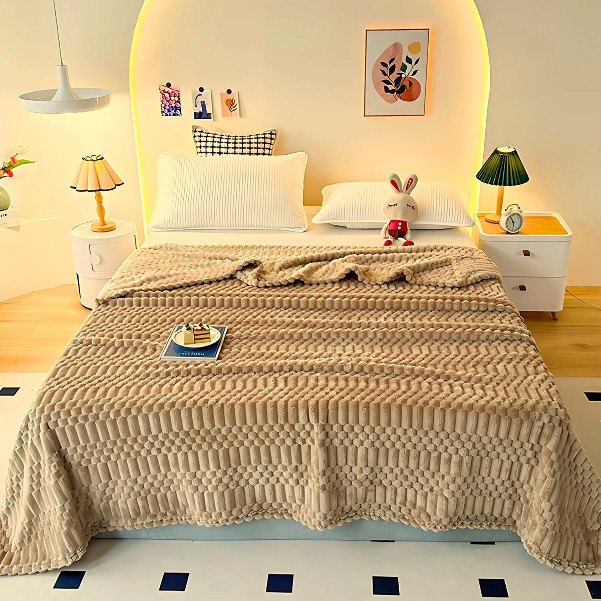 Gevoerd Fleeceplaid met Reliëfpatroon – Microvezel Deken voor Bank & Bed – Zachte Decoratieve Woonplaid | Sulvida