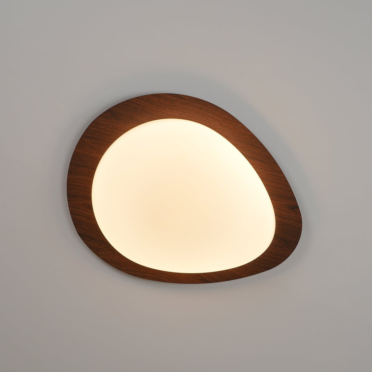 Plafondlamp Organisch Kiezelsteenvorm Houtstructuur Warm Licht Woonkamer Eetkamer Dimbaar Sfeervol Design | Sulvida