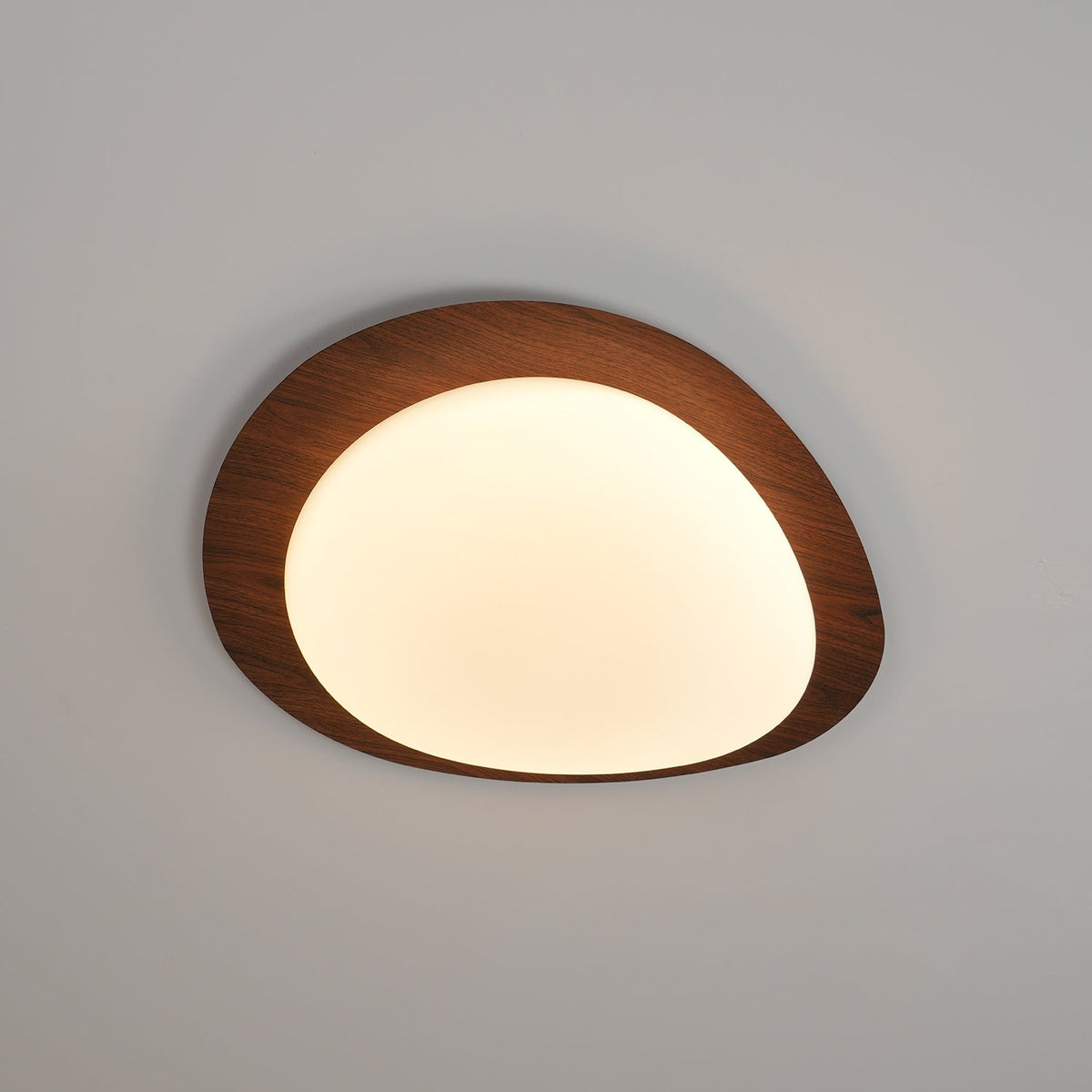 Plafondlamp Organisch Kiezelsteenvorm Houtstructuur Warm Licht Woonkamer Eetkamer Dimbaar Sfeervol Design | Sulvida