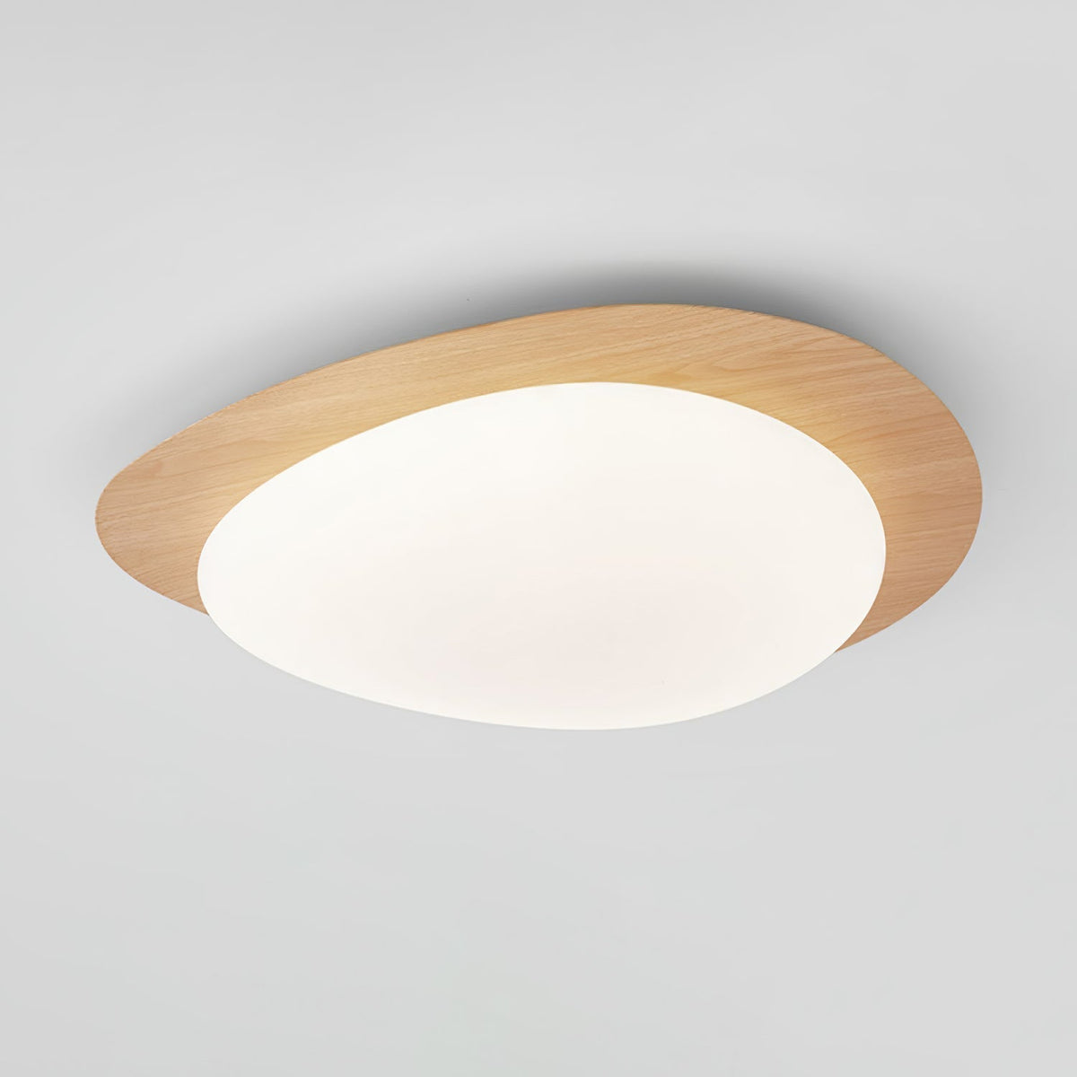 Plafondlamp Organisch Kiezelsteenvorm Houtstructuur Warm Licht Woonkamer Eetkamer Dimbaar Sfeervol Design | Sulvida