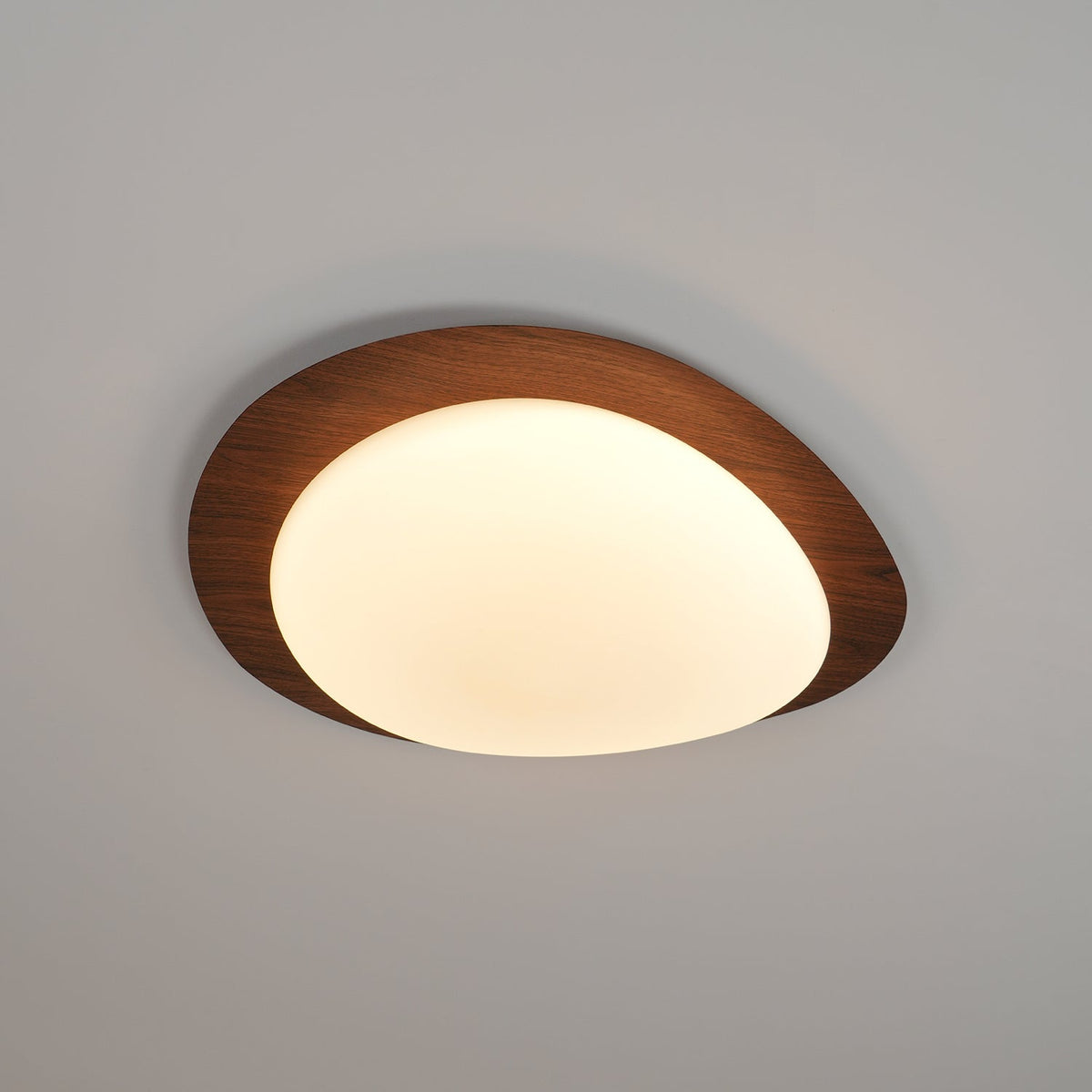 Plafondlamp Organisch Kiezelsteenvorm Houten Textuur Warm LED Licht Woonkamer Eetkamer Modern Design | Sulvida
