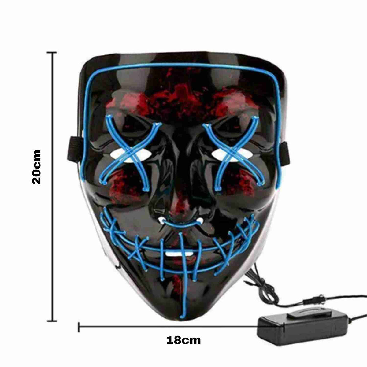 Lichtgevend LED-masker voor feesten en evenementen | Horror gezichtsmasker met EL-verlichting en aanpasbare bandjes | Sulvida