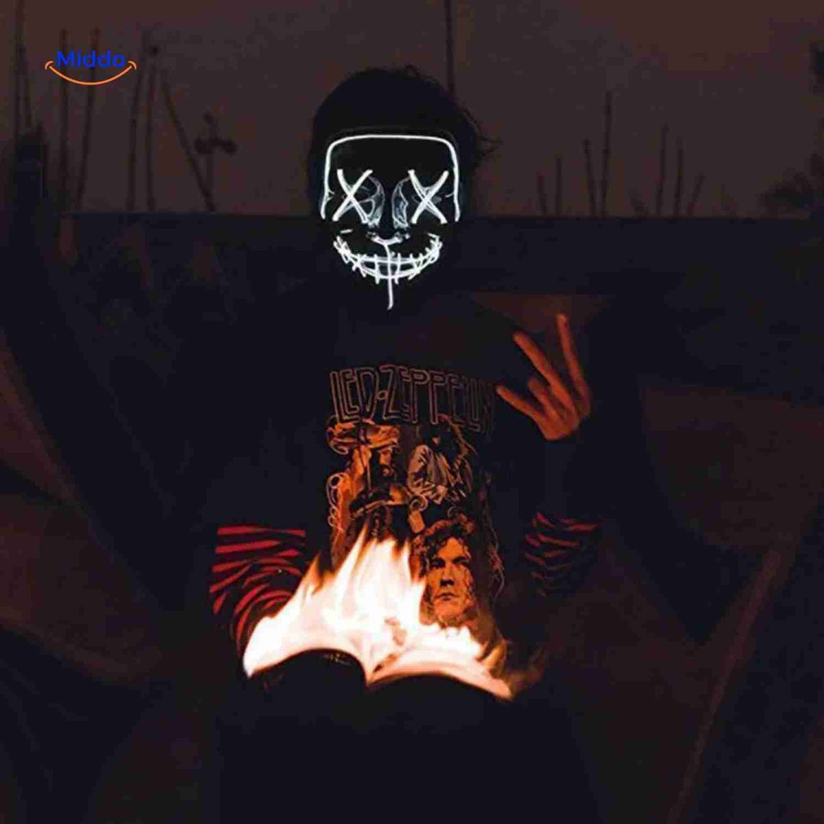 Lichtgevend LED-masker voor feesten en evenementen | Horror gezichtsmasker met EL-verlichting en aanpasbare bandjes | Sulvida