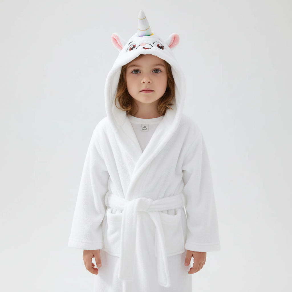 Peignoir moelleux pour enfant en polaire corail, avec capuche, doux, pour garçons et filles de 2 à 12 ans | Sulvida