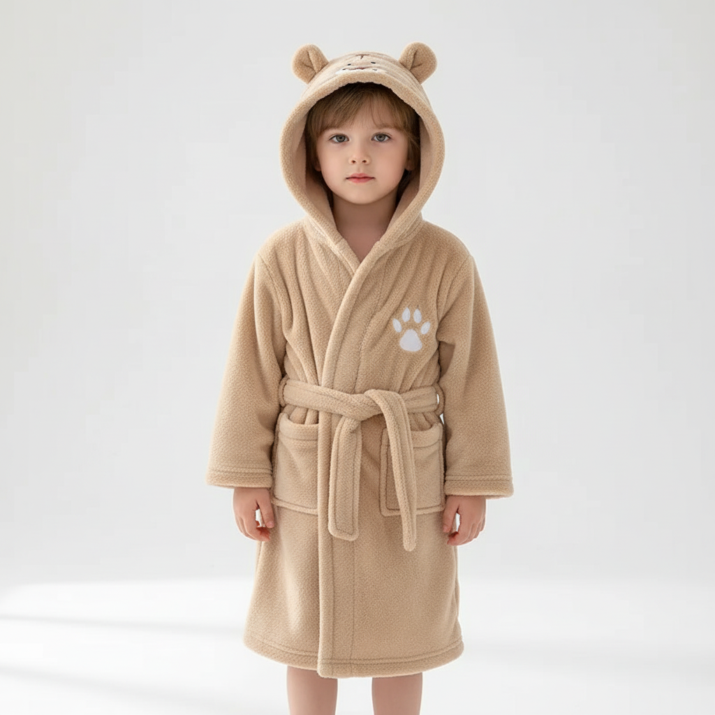 Peignoir moelleux pour enfant en polaire corail, avec capuche, doux, pour garçons et filles de 2 à 12 ans | Sulvida