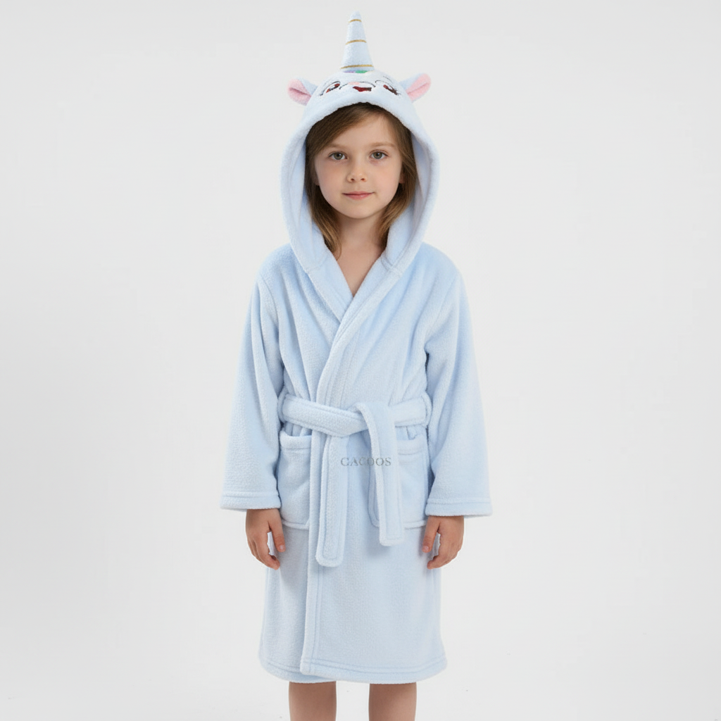 Peignoir moelleux pour enfant en polaire corail, avec capuche, doux, pour garçons et filles de 2 à 12 ans | Sulvida