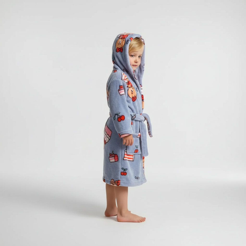 Peignoir moelleux pour enfant en polaire corail, avec capuche, doux, pour garçons et filles de 2 à 12 ans | Sulvida