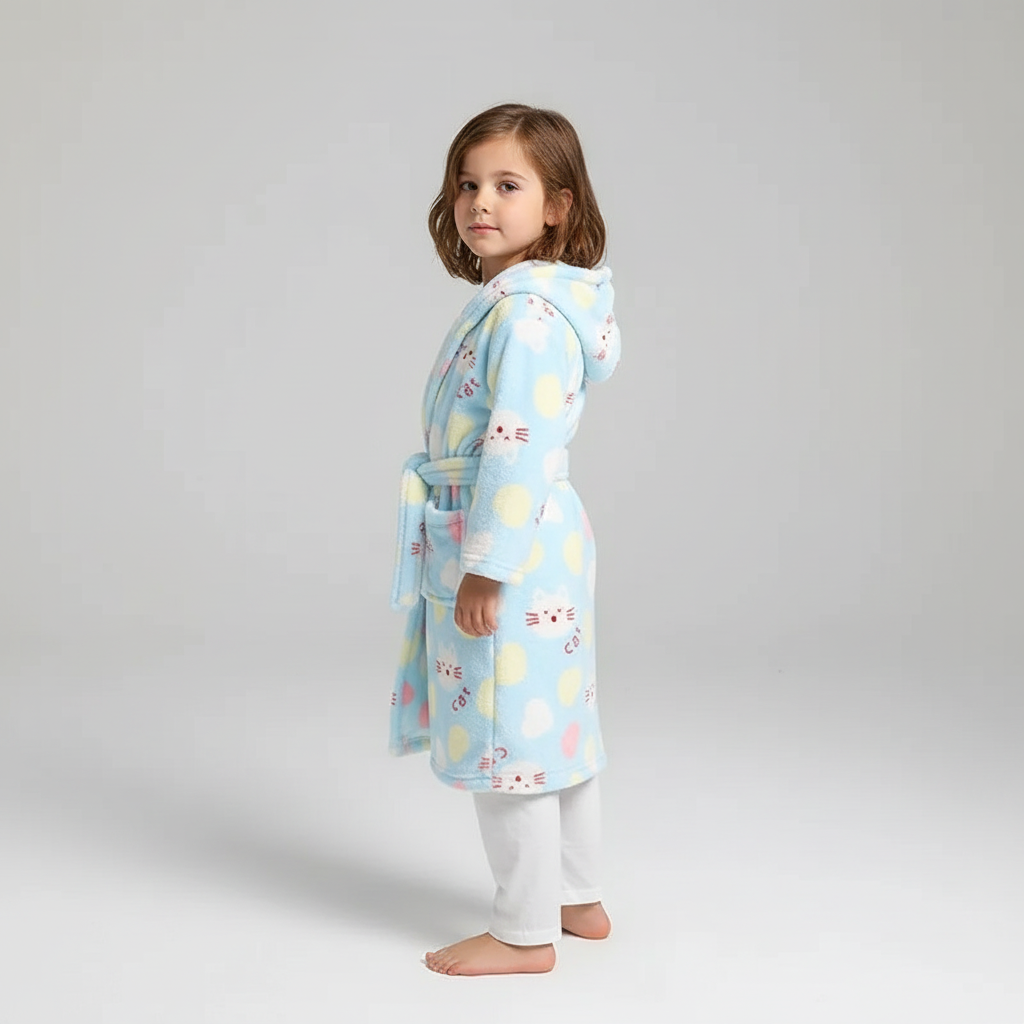 Peignoir moelleux pour enfant en polaire corail, avec capuche, doux, pour garçons et filles de 2 à 12 ans | Sulvida