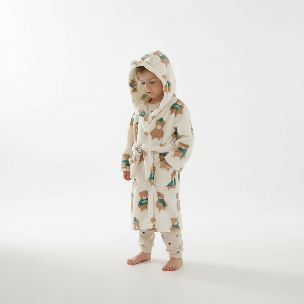 Peignoir moelleux pour enfant en polaire corail, avec capuche, doux, pour garçons et filles de 2 à 12 ans | Sulvida