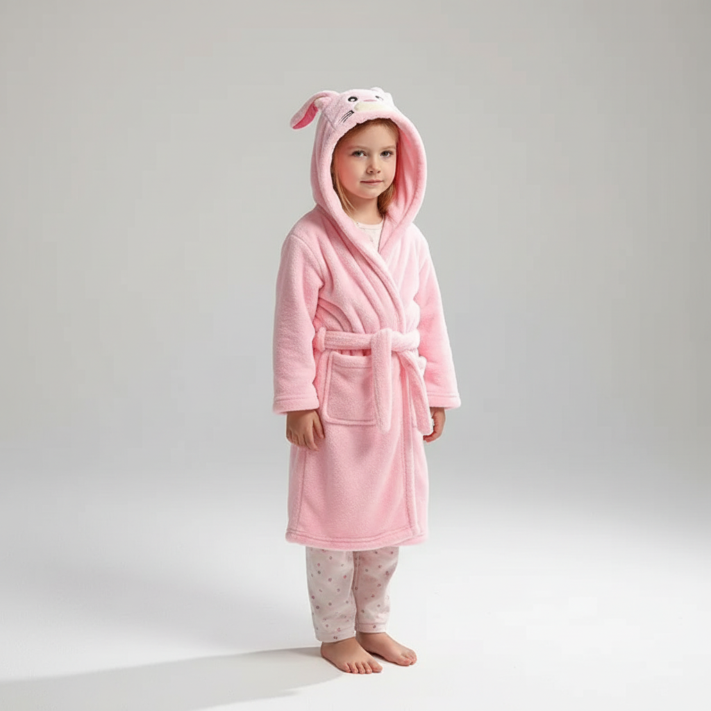 Peignoir moelleux pour enfant en polaire corail, avec capuche, doux, pour garçons et filles de 2 à 12 ans | Sulvida