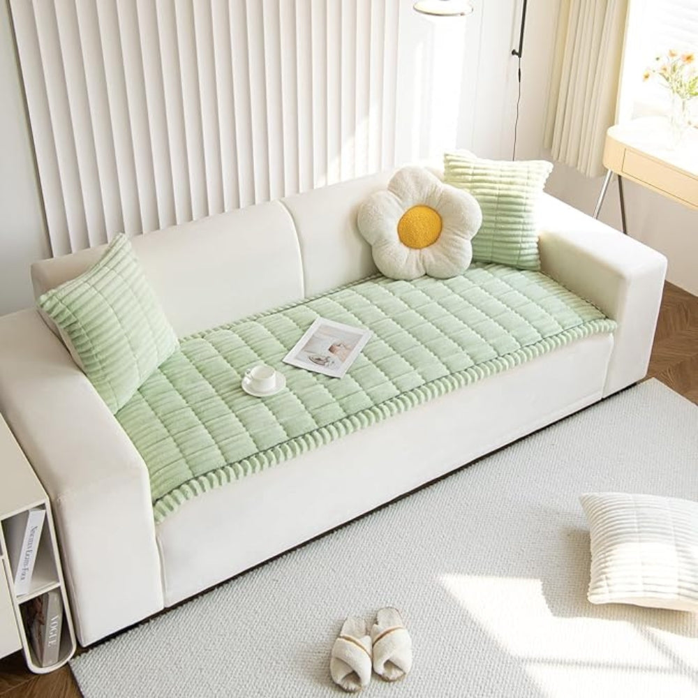 Luxe Bankovertrek met Plooiranden en Microvezel 70x150 70x180 70x210 cm Zacht Huisdiervriendelijk Antislip | Sulvida