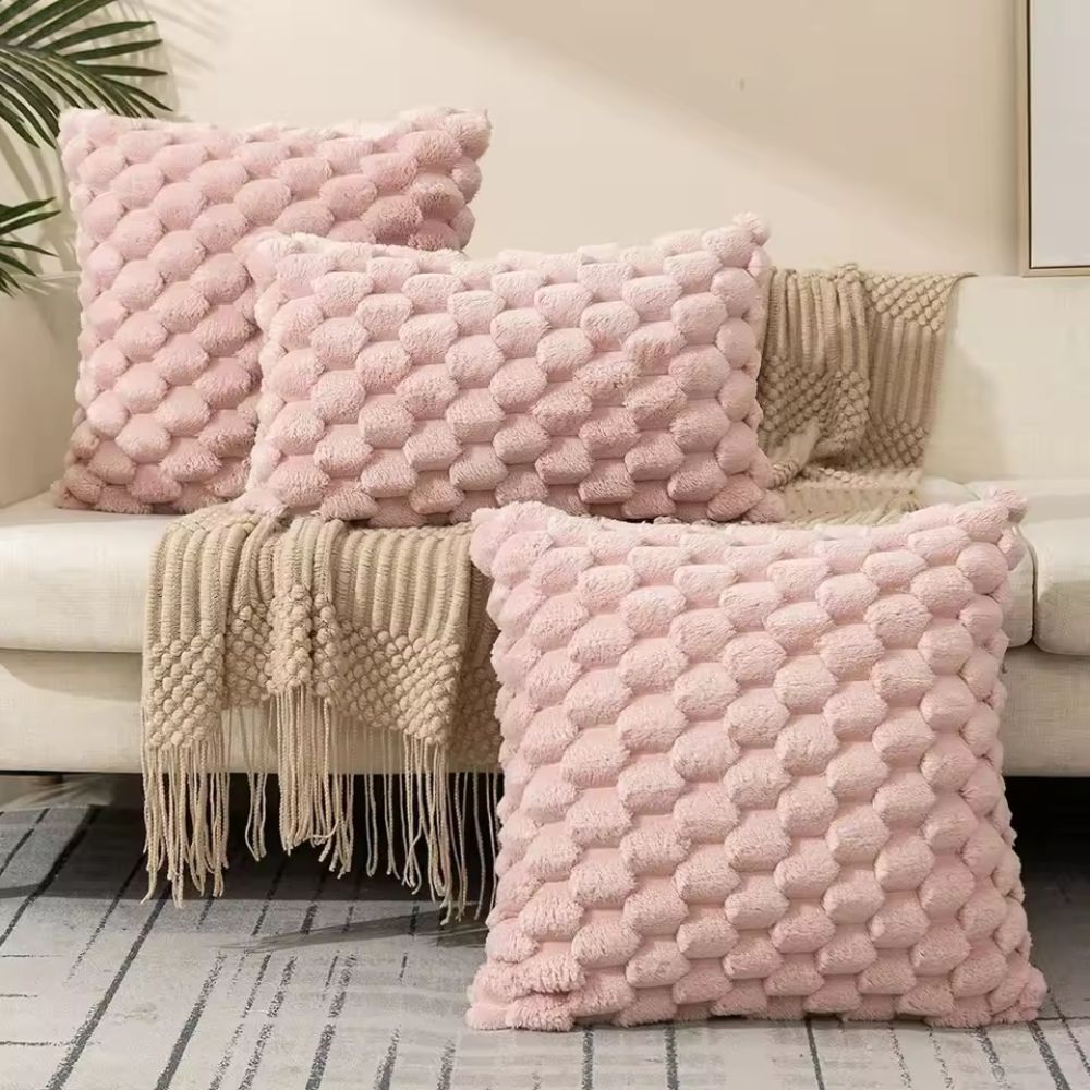 Kussenhoezen 3D Marshmallow Textuur Pluche Katoenmix Ritssluiting Decoratief Sierkussen 45×45 50×50 30×50 | Sulvida