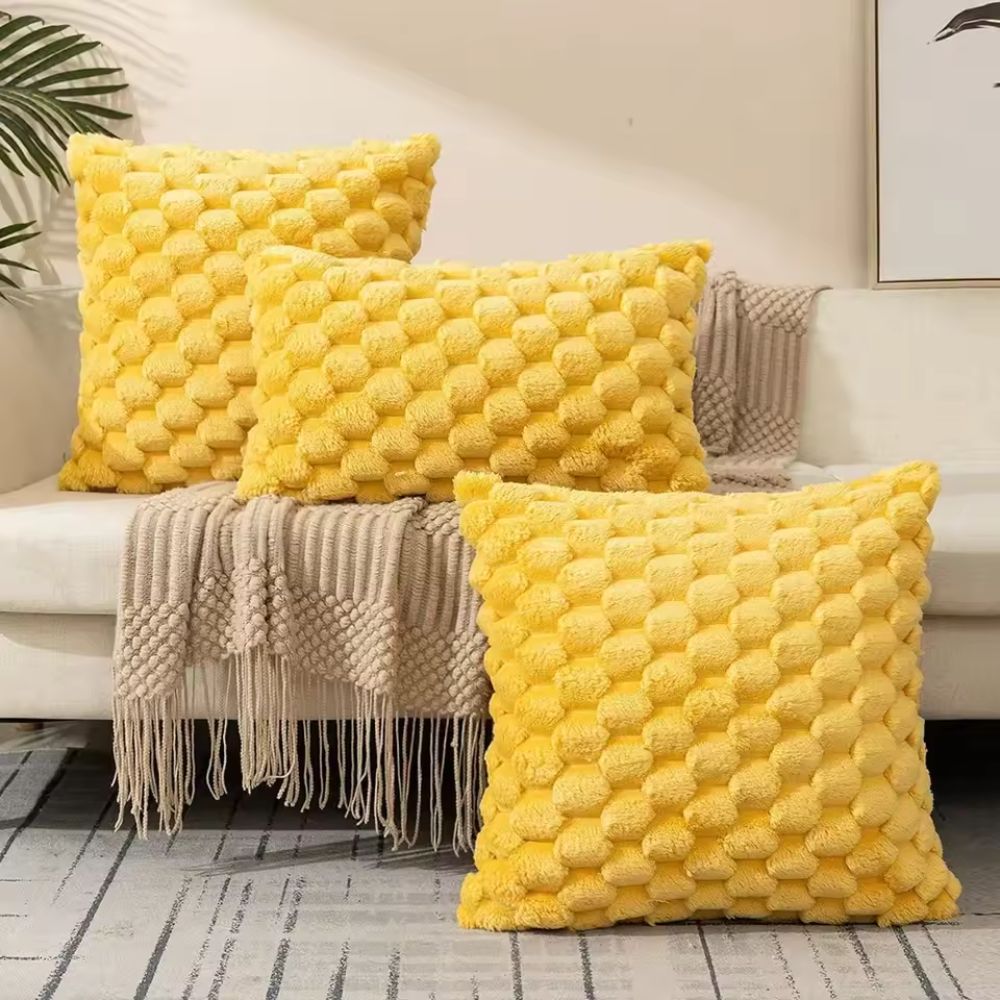 Kussenhoezen 3D Marshmallow Textuur Pluche Katoenmix Ritssluiting Decoratief Sierkussen 45×45 50×50 30×50 | Sulvida