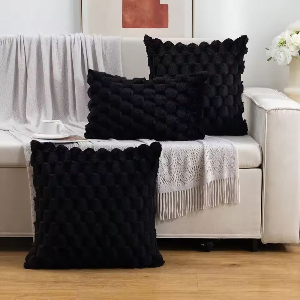 Kussenhoezen 3D Marshmallow Textuur Pluche Katoenmix Ritssluiting Decoratief Sierkussen 45×45 50×50 30×50 | Sulvida