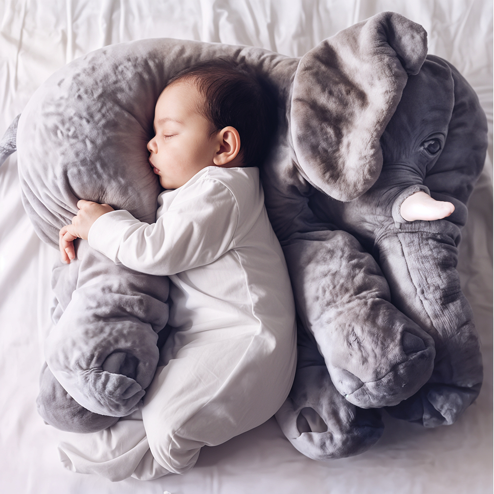 Zachte Olifant Knuffel Kussen voor Kinderen – Comfortabel Speelkussen in Grijs Blauw Roze Paars Geel – Verkrijgbaar in 40 cm en 60 cm Afmetingen | Sulvida