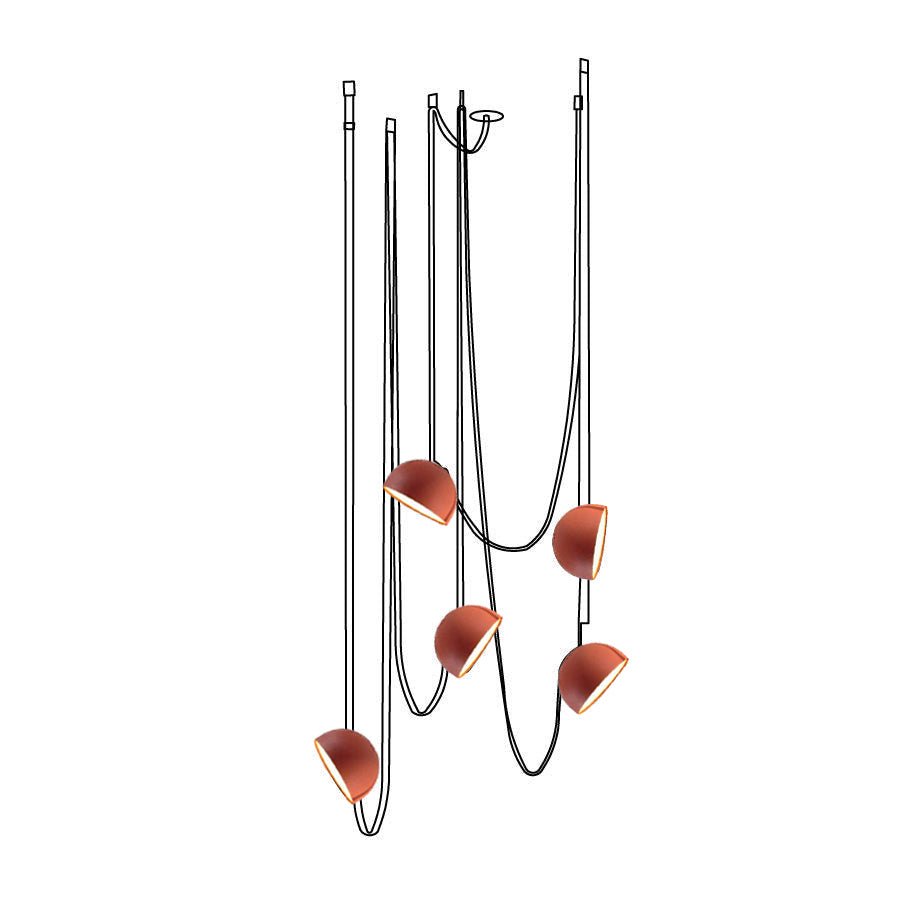 Hanglamp met Verstelbare Canvas Banden Zwart Oranje LED Geïntegreerd 360° Lichtverspreiding Modern Design | Sulvida