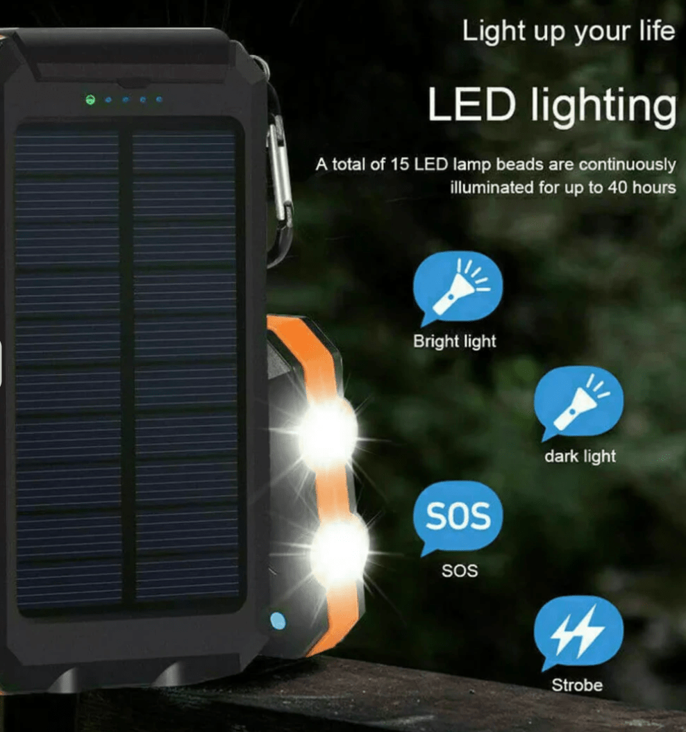 Draagbare Powerbank op Zonne-energie 500000 mAh met USB-poorten en LED-zaklamp voor Mobiele Apparaten | Sulvida