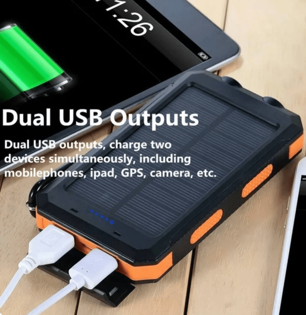 Draagbare Powerbank op Zonne-energie 500000 mAh met USB-poorten en LED-zaklamp voor Mobiele Apparaten | Sulvida