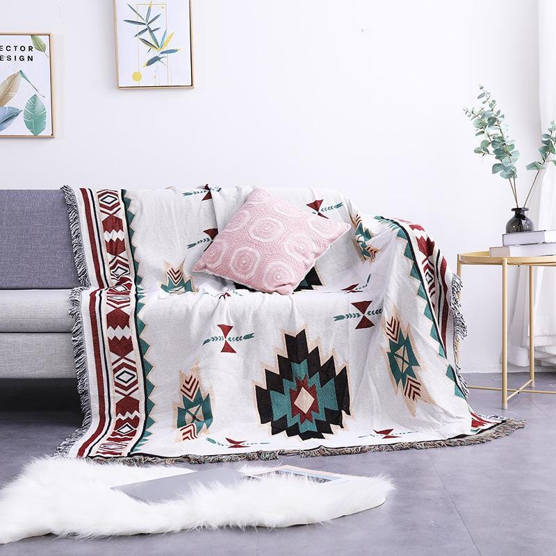 Jacquard Geweven Plaid Boho Stijl Binnen Buiten Picknickdeken Multifunctionele Woondeken Handgeweven | Sulvida