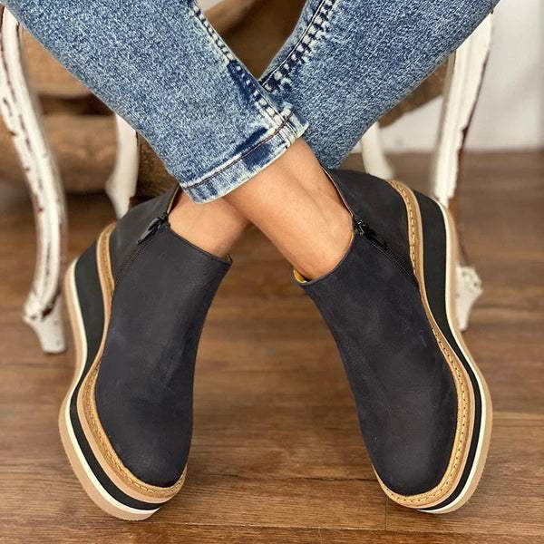 Bottines pour femme à semelle compensée et fermeture éclair – Chaussures élégantes et confortables pour l’automne et l’hiver | Sulvida