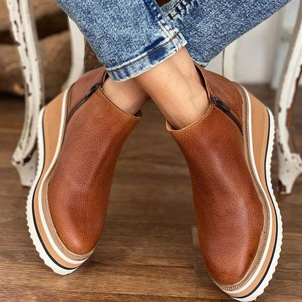 Bottines pour femme à semelle compensée et fermeture éclair – Chaussures élégantes et confortables pour l’automne et l’hiver | Sulvida
