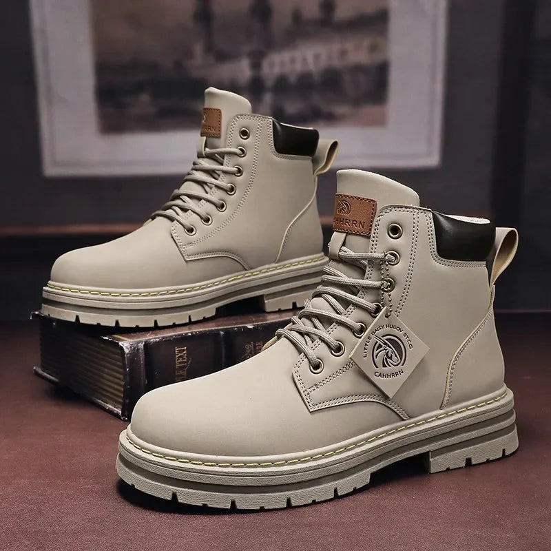 Bottines en cuir marron pour homme, robustes, tendance, confortables au quotidien, au style décontracté et élégant | Sulvida