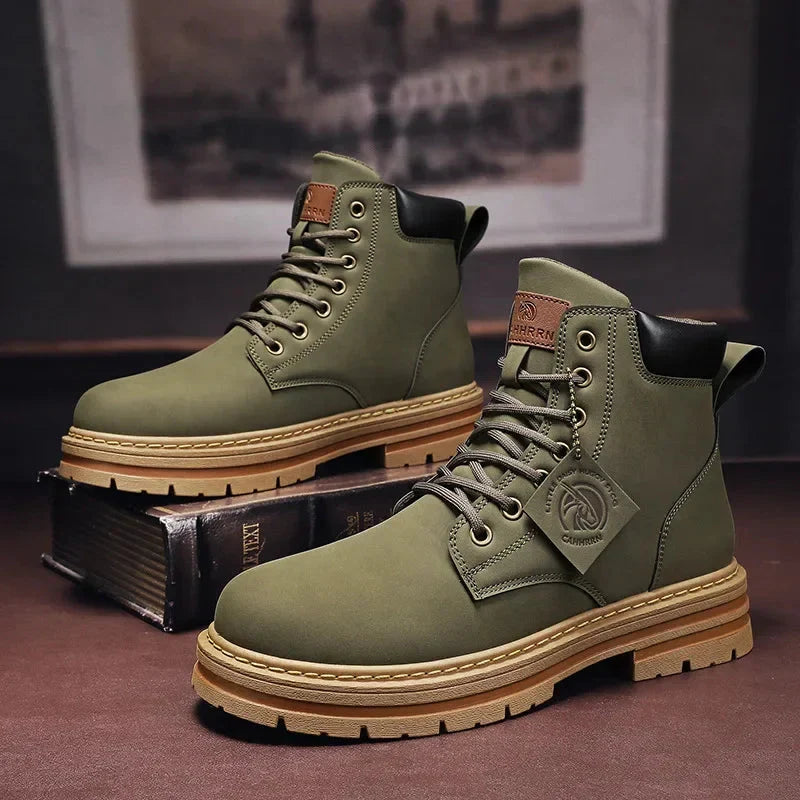 Bottines en cuir marron pour homme, robustes, tendance, confortables au quotidien, au style décontracté et élégant | Sulvida