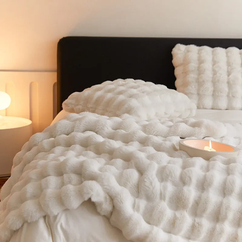 Imitatiebont Plaid Luxe Zachte Deken Konijnvacht Textuur Warmte Elegantie Woonkamer Slaapkamer Decoratief | Sulvida