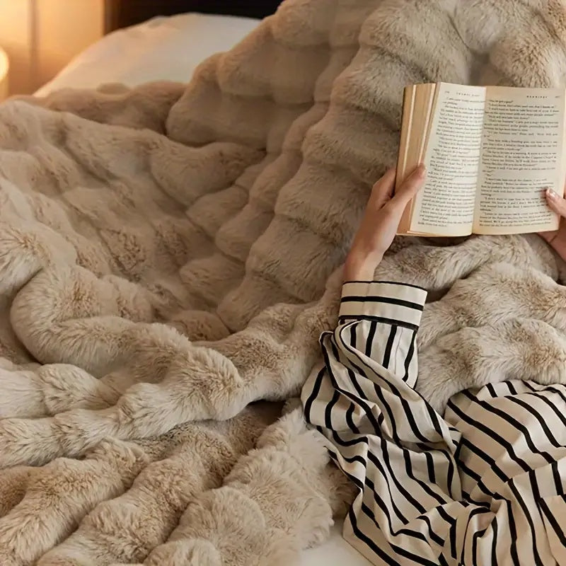 Imitatiebont Plaid Luxe Zachte Deken Konijnvacht Textuur Warmte Elegantie Woonkamer Slaapkamer Decoratief | Sulvida