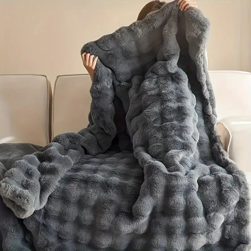 Imitatiebont Plaid Luxe Zachte Deken Konijnvacht Textuur Warmte Elegantie Woonkamer Slaapkamer Decoratief | Sulvida