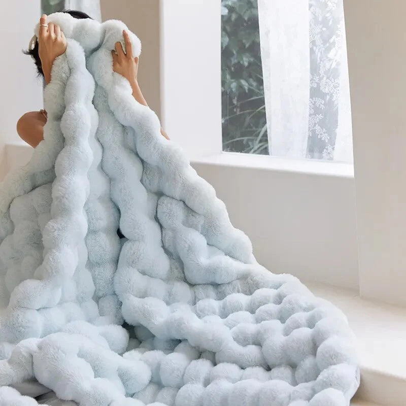 Imitatiebont Plaid Luxe Zachte Deken Konijnvacht Textuur Warmte Elegantie Woonkamer Slaapkamer Decoratief | Sulvida