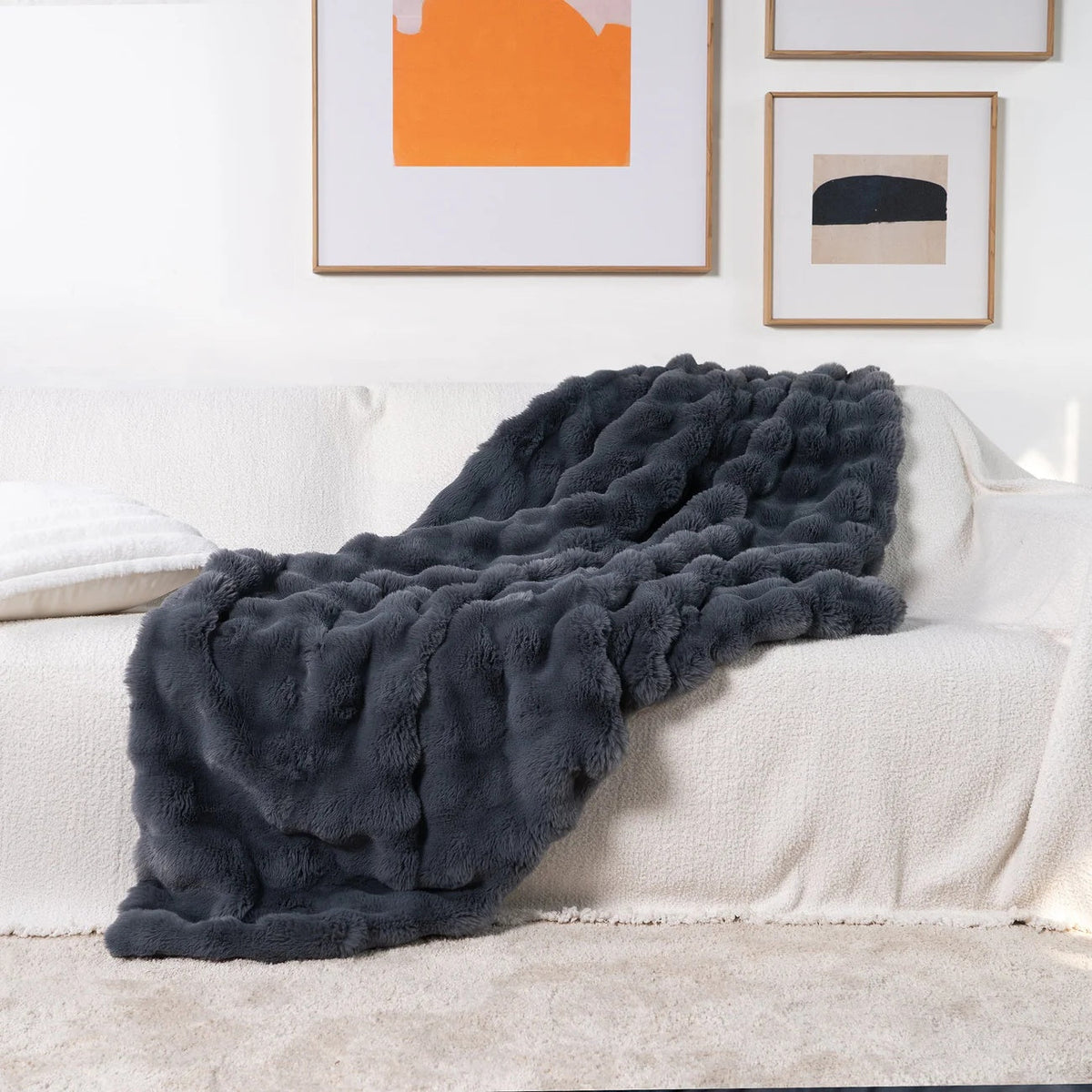 Imitatiebont Plaid Luxe Zachte Deken Konijnvacht Textuur Warmte Elegantie Woonkamer Slaapkamer Decoratief | Sulvida