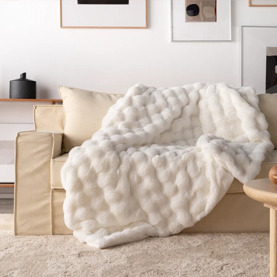 Imitatiebont Plaid Luxe Zachte Deken Konijnvacht Textuur Warmte Elegantie Woonkamer Slaapkamer Decoratief | Sulvida
