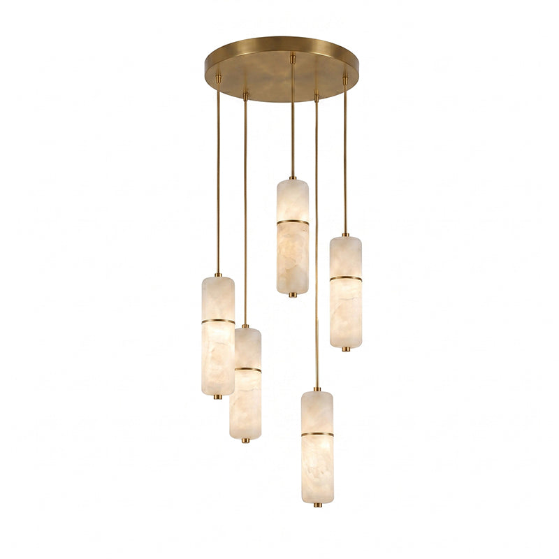 Hanglamp Messing Albast Kroonluchter LED Verlichting Trap Hal Woonkamer Eetkamer Verstelbare Hoogte Modern | Sulvida