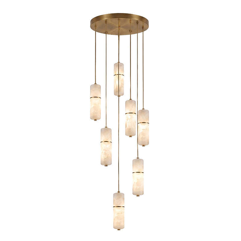Hanglamp Messing Albast Kroonluchter LED Verlichting Trap Hal Woonkamer Eetkamer Verstelbare Hoogte Modern | Sulvida