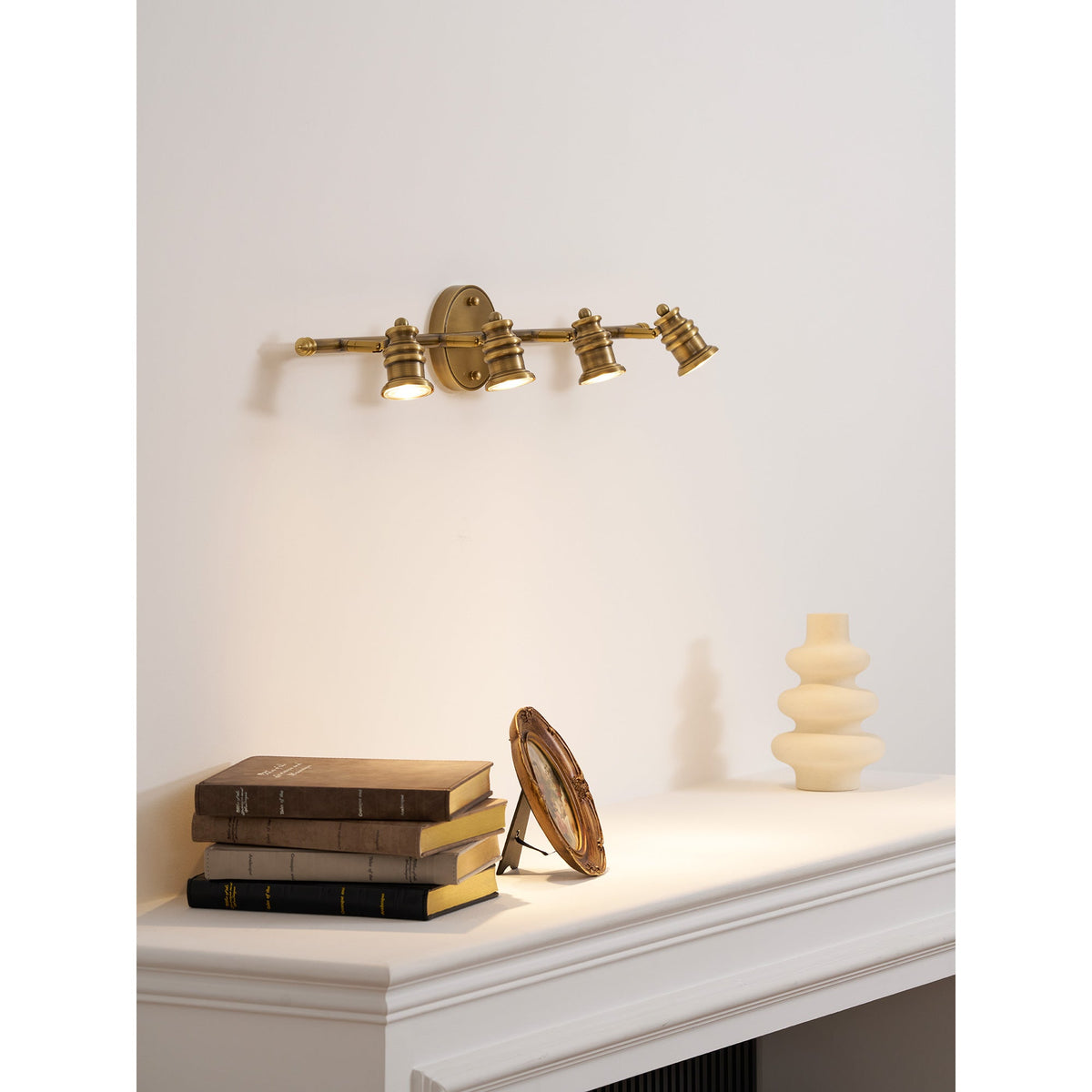 Messing Wandlamp met Verstelbare Spots Brons Vintage Spotverlichting Hal Woonkamer Eetkamer Zwenkbaar | Sulvida