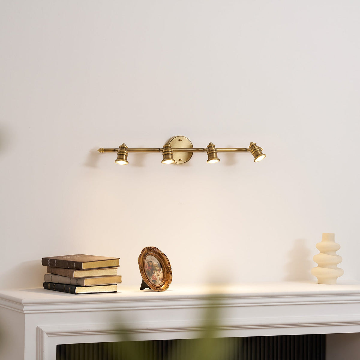 Messing Wandlamp met Verstelbare Spots Brons Vintage Spotverlichting Hal Woonkamer Eetkamer Zwenkbaar | Sulvida