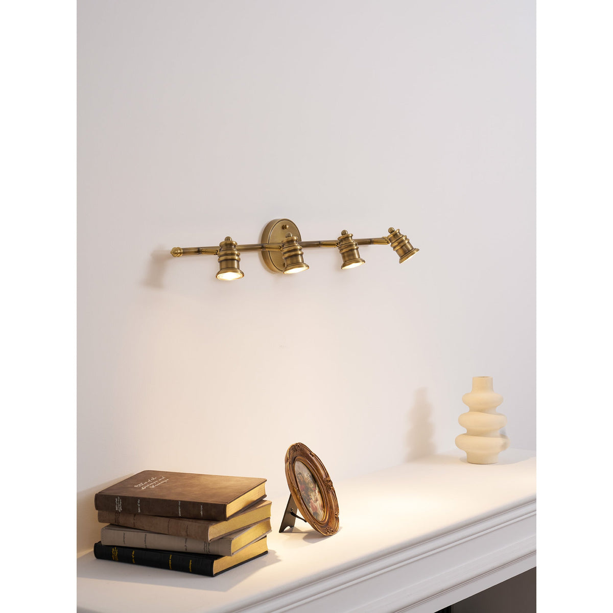 Messing Wandlamp met Verstelbare Spots Brons Vintage Spotverlichting Hal Woonkamer Eetkamer Zwenkbaar | Sulvida