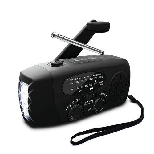 Noodradio met zaklamp en powerbank 2000 mAh zonne-energie handslinger FM AM USB oplaadbaar voor survival outdoor | Sulvida