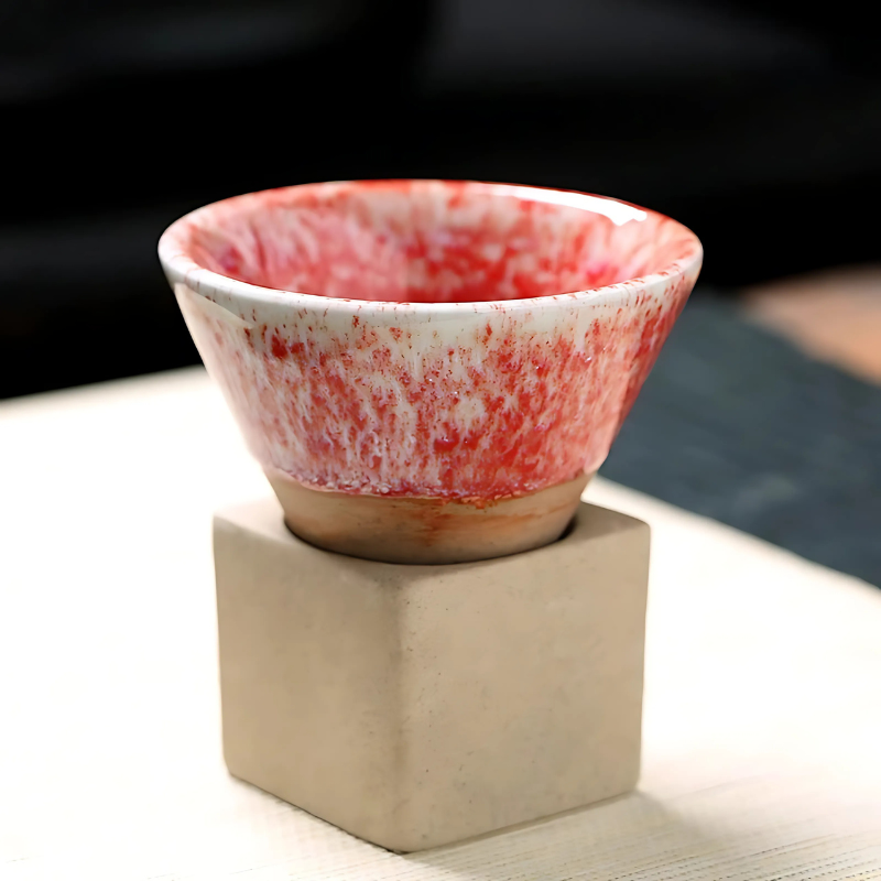 Japanse koffiekop keramiek 100ml met houder handgemaakt servies ontbijtkom espresso mokje thee drinken | Sulvida