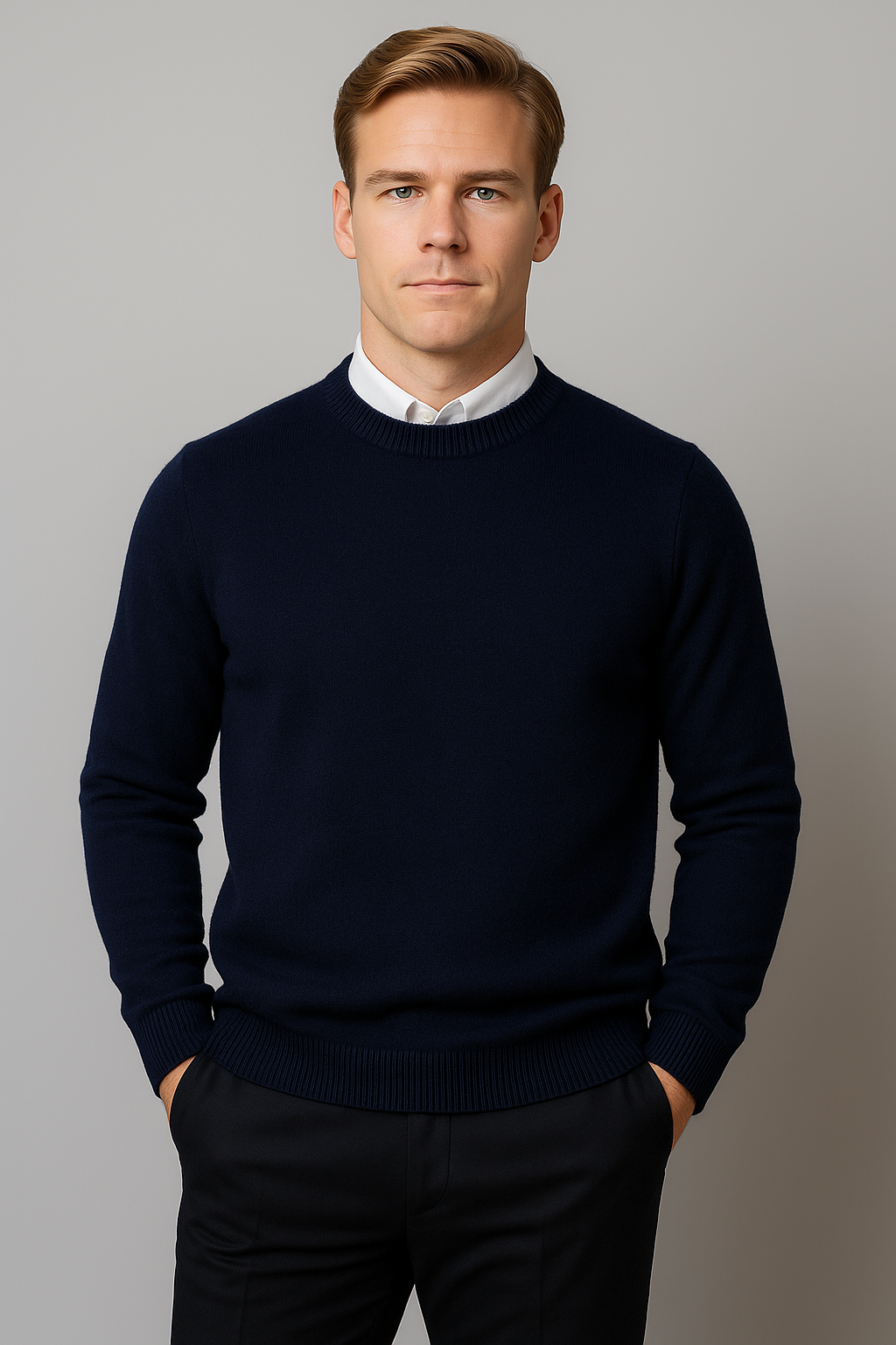 Gebreide Herenpullover met Ronde Hals en Geribbelde Boorden voor Stijlvolle Heren Casual Elegantie Dagelijks | Sulvida