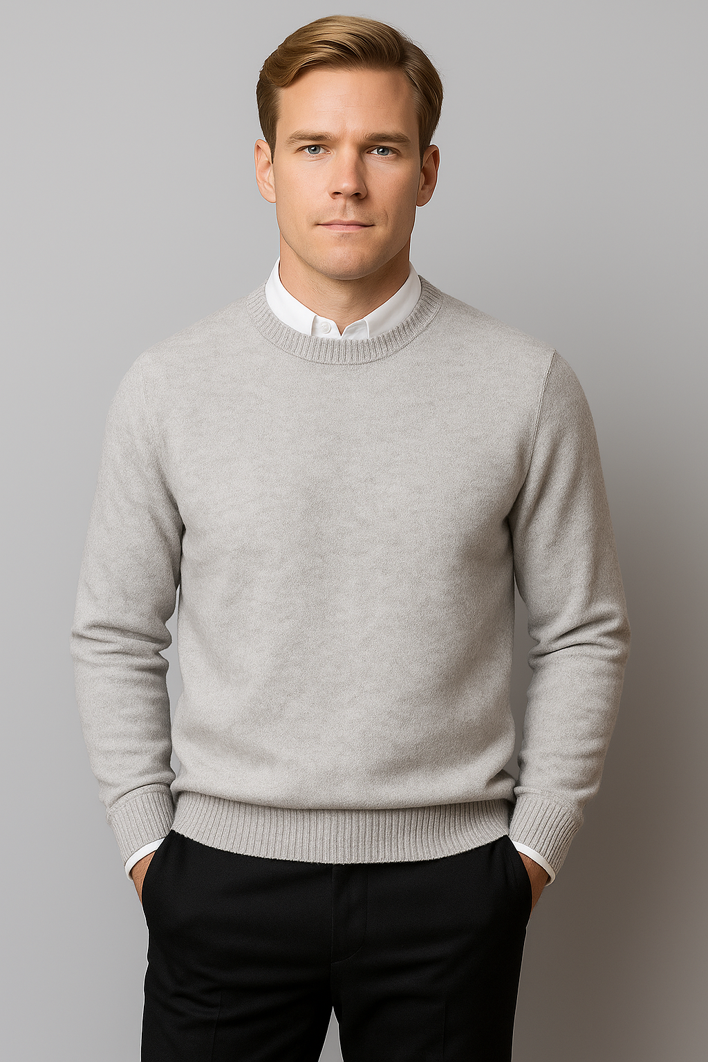 Gebreide Herenpullover met Ronde Hals en Geribbelde Boorden voor Stijlvolle Heren Casual Elegantie Dagelijks | Sulvida