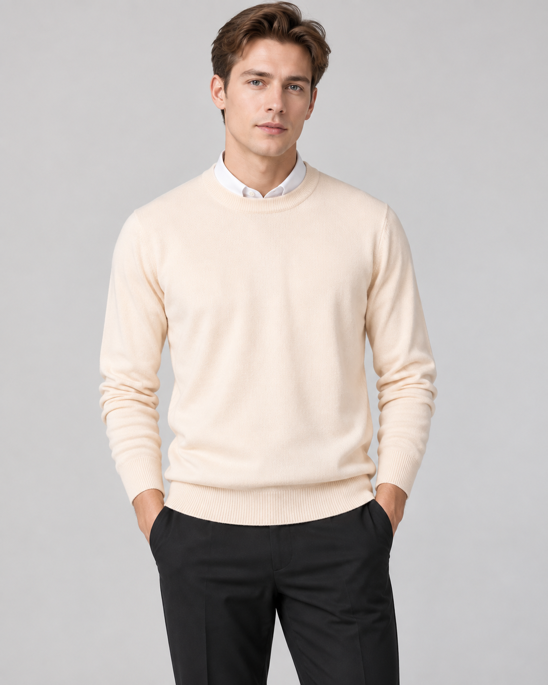 Gebreide Herenpullover met Ronde Hals en Geribbelde Boorden voor Stijlvolle Heren Casual Elegantie Dagelijks | Sulvida