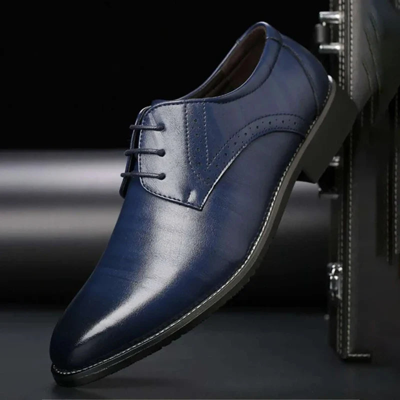Klassieke Herenschoenen Oxford met Brogue Perforatie Vetersluiting Leer voor Zakelijk Formeel en Feest | Sulvida