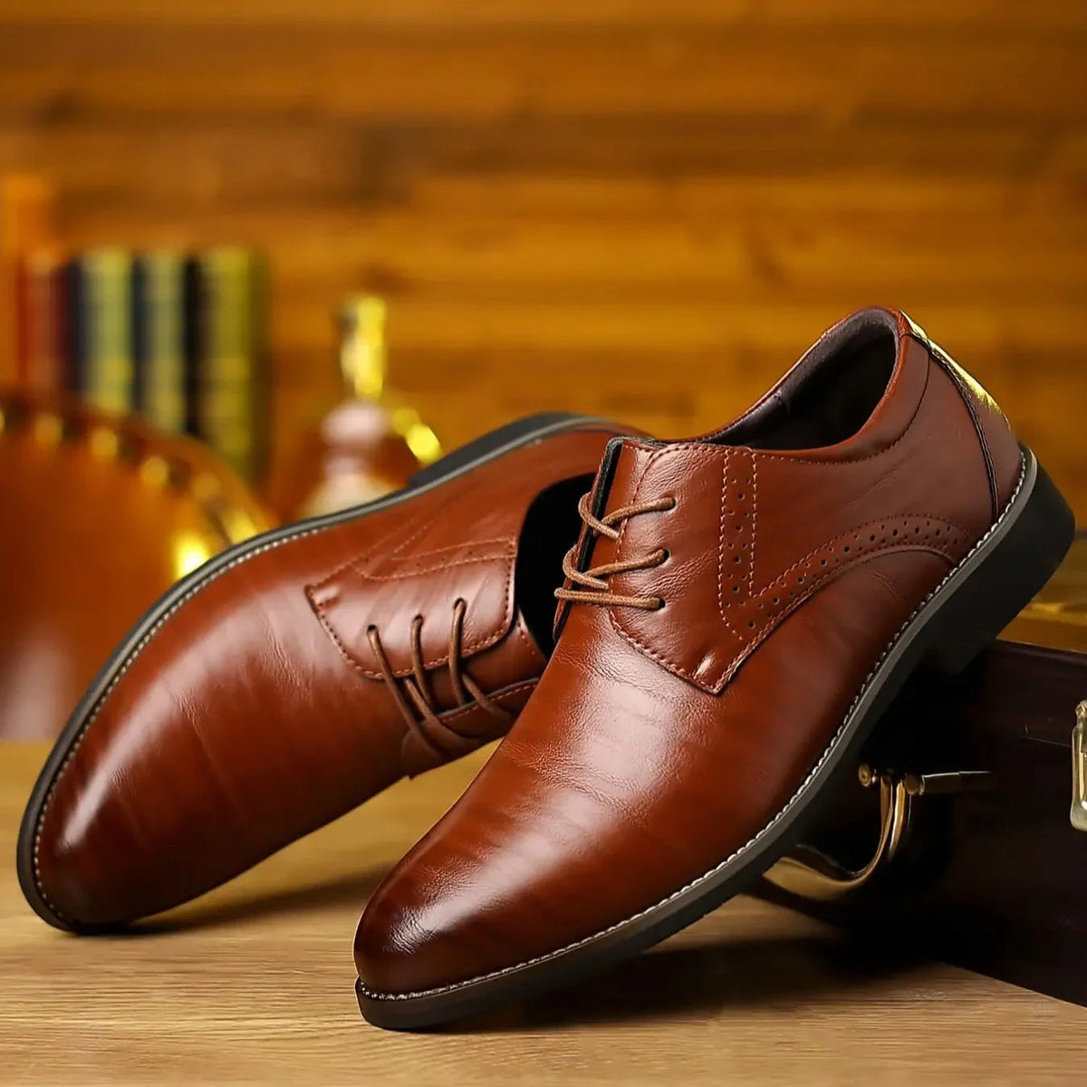 Klassieke Herenschoenen Oxford met Brogue Perforatie Vetersluiting Leer voor Zakelijk Formeel en Feest | Sulvida