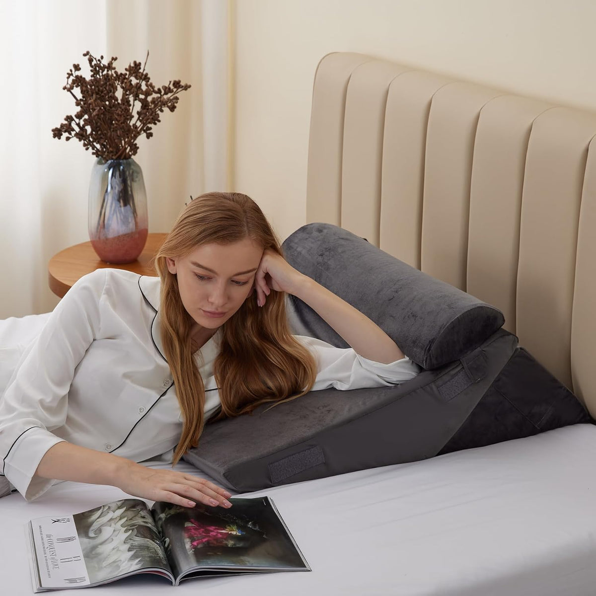 Orthopedisch Wigkussen met Memory Foam 7-in-1 Verstelbaar Ondersteunend Systeem voor Rug Nek en Benen | Sulvida