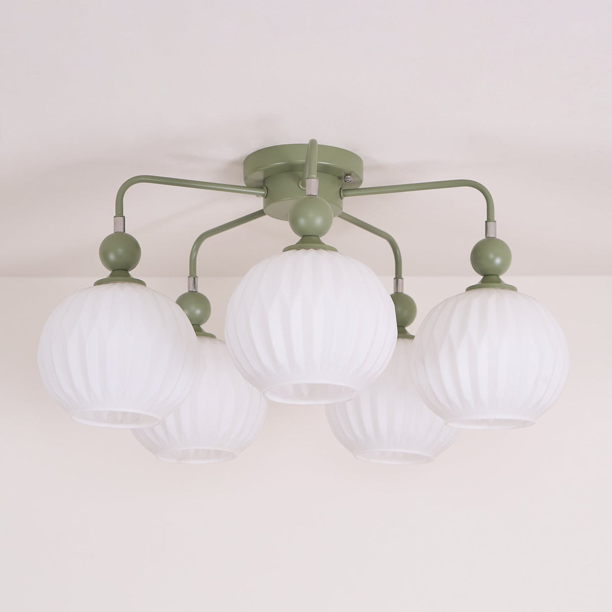 Plafondlamp Geribbelde Glazen Bollen Zwart Groen 4-8 Lichtpunten Moderne Woonkamer Slaapkamer Verlichting | Sulvida