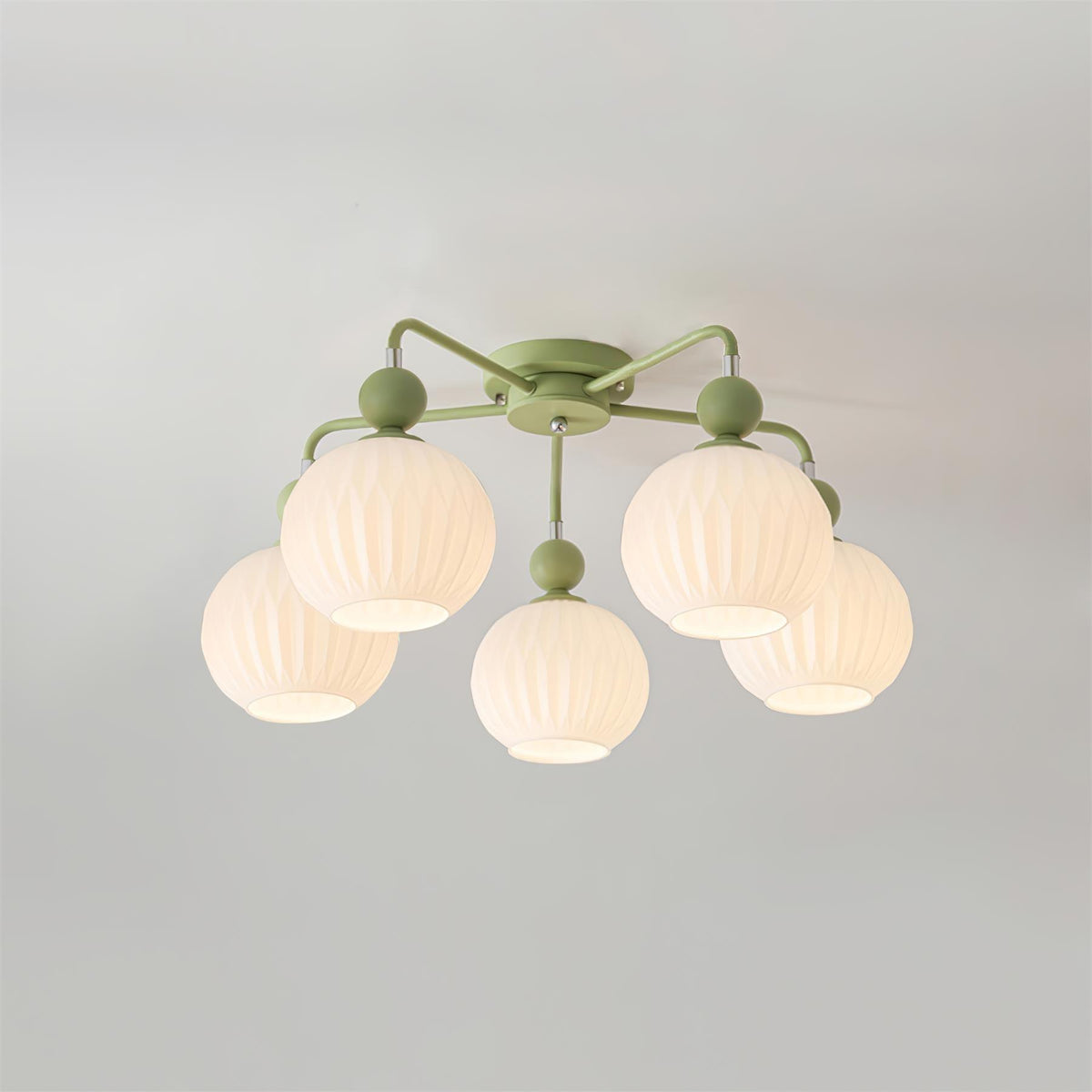 Plafondlamp Geribbelde Glazen Bollen Zwart Groen 4-8 Lichtpunten Moderne Woonkamer Slaapkamer Verlichting | Sulvida