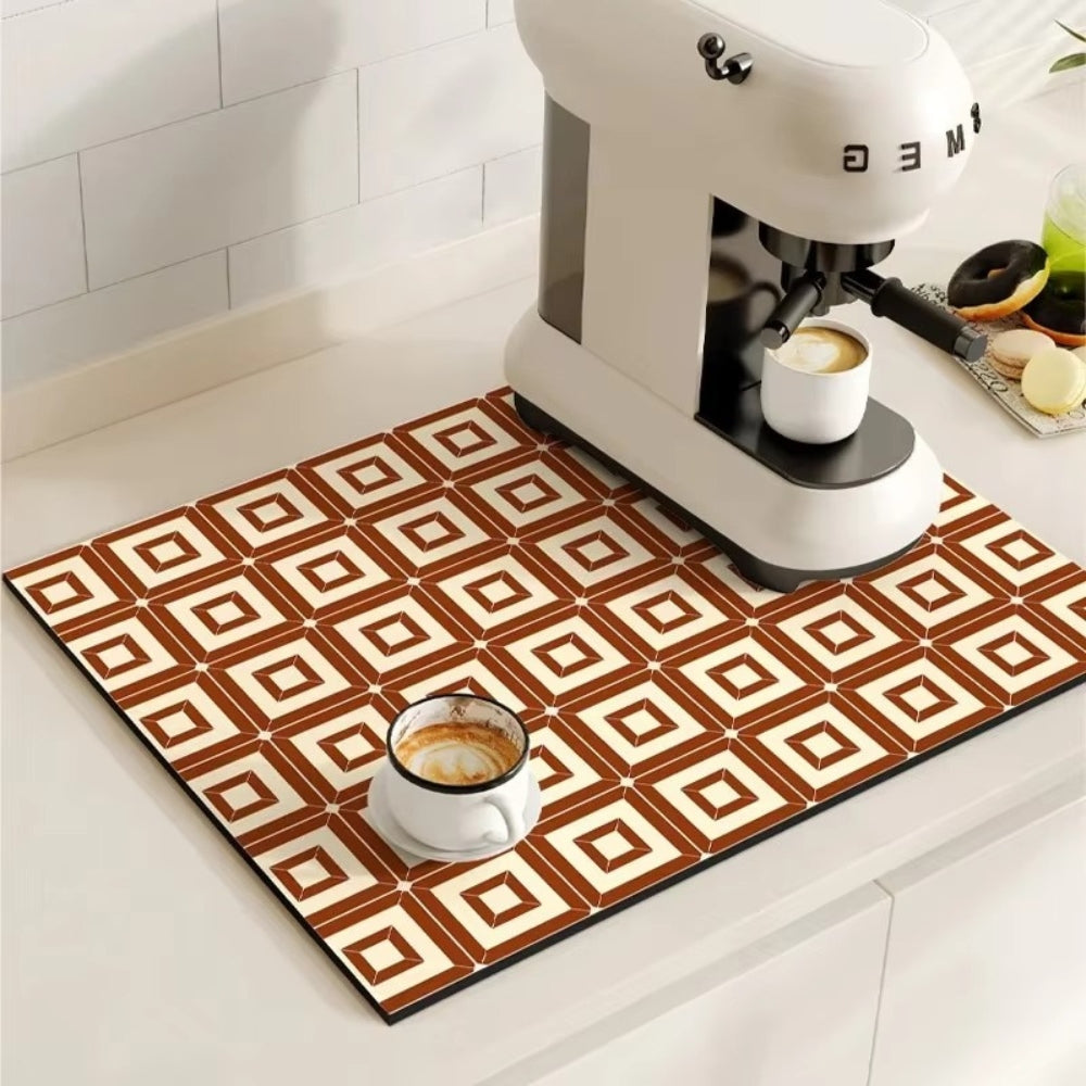 Absorberende Onderzetmat met Vintage Tegeldesign 30×40 cm 40×60 cm Keukenmat Droogmat voor Koffiestation | Sulvida